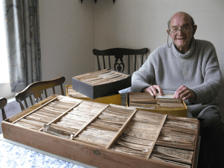 Don Eades with the photographic negative collection (credit: David Jeffery)as a.1