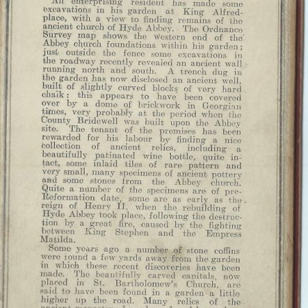 Report on Hyde Abbey