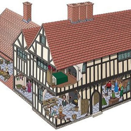 3D recreation of East Meon farmhouse in 1580, illustrating the early modern household. (Drawn by Julian Baker)