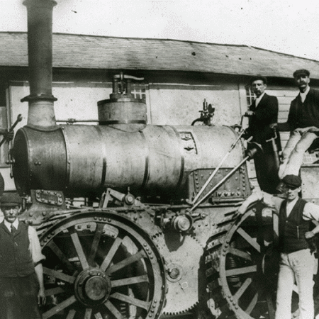 Steam-powered vehicle constructed by Taskers, at their Waterloo Ironworks in the Anna valley, near Andover.