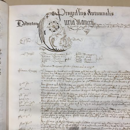 WCM: 23045. Court book 1591-1595, entry for Downton Manor dated September 1591